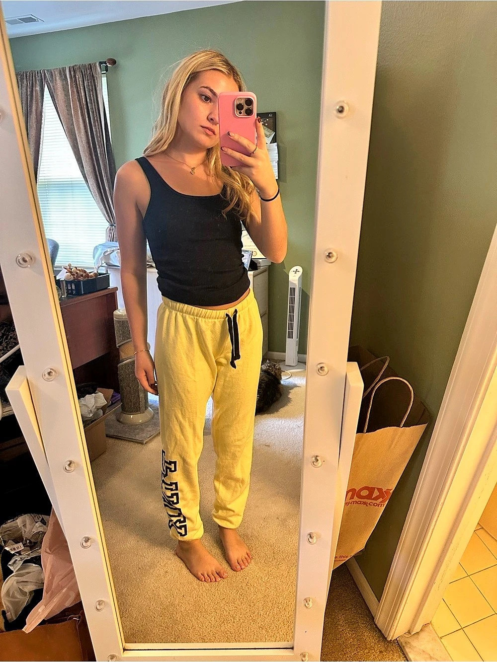 PINK Jogger Pants in Yellow Size Medium